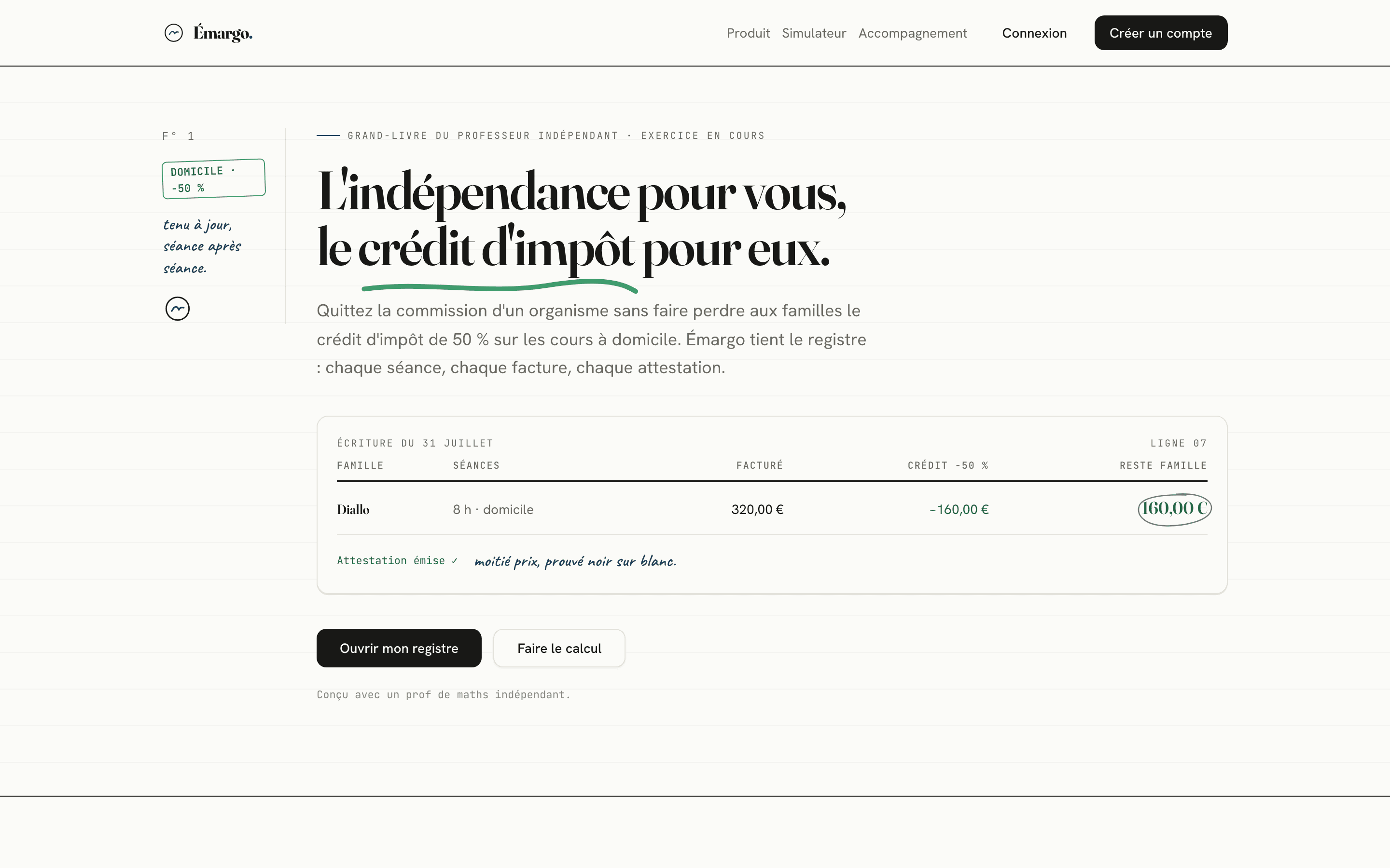 Aperçu du site Émargo